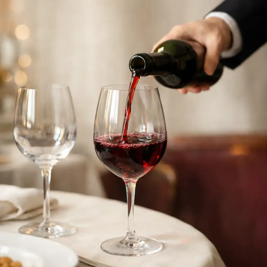 Service attentif du vin dans la salle lumineuse de Talqorine