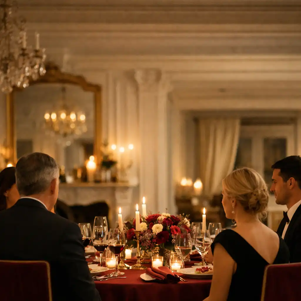 Table de réception élégante lors d'une soirée VIP